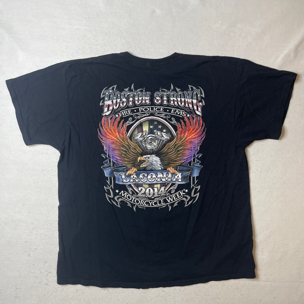 Boston Strong Fire Police EMS Laconia‎ 2014 Motorcycle Week Graphic T Shirt